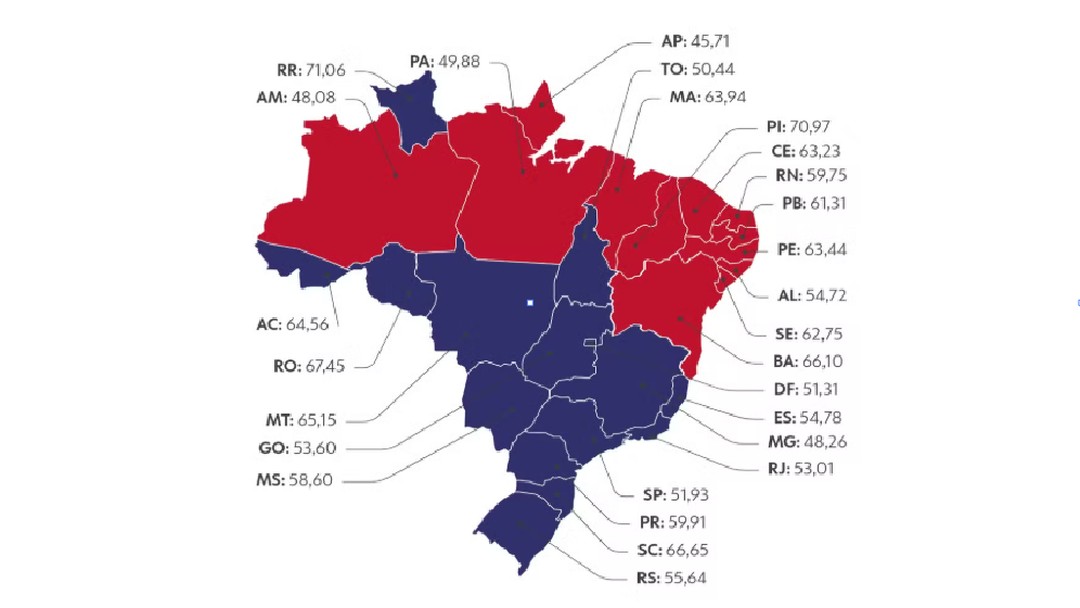 Veja como ficou o mapa da votação na arte do G1